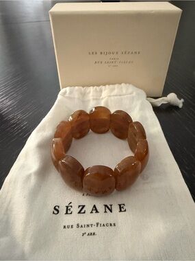 Sezane Honey Brown Polished Bead Bracelet